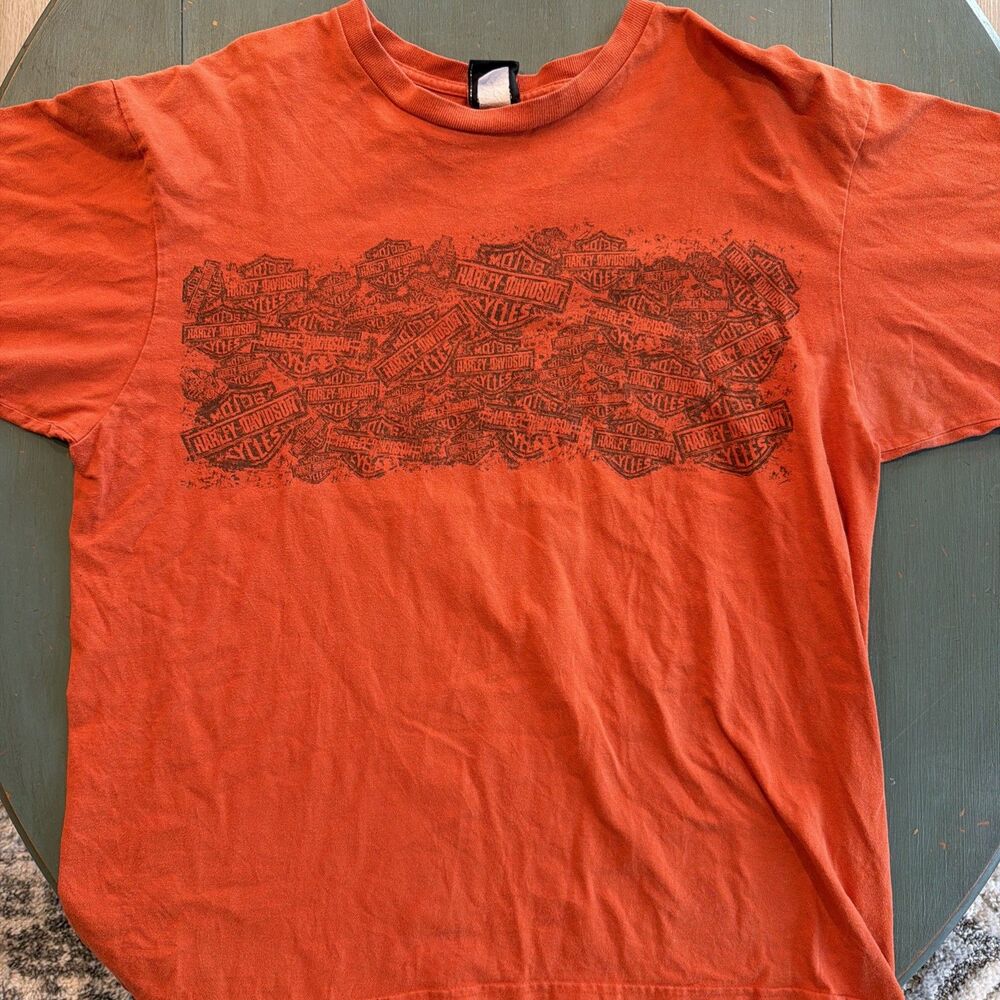 Vintage Harley Davidson Woodstock, IL Orange XXL Shirt. Made In USA